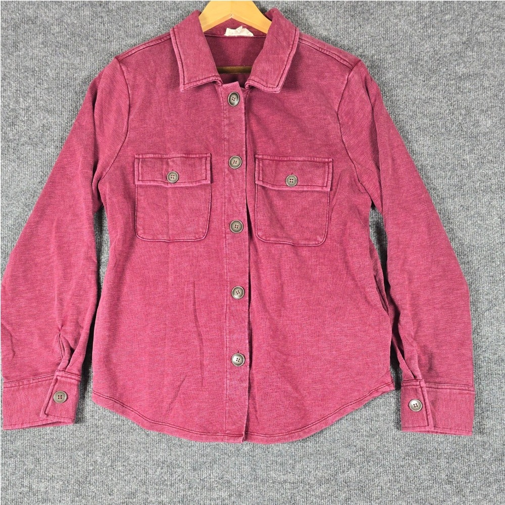 Mystree Women's Burgundy Long Sleeve Button Up Shirt Jacket Size‎ L